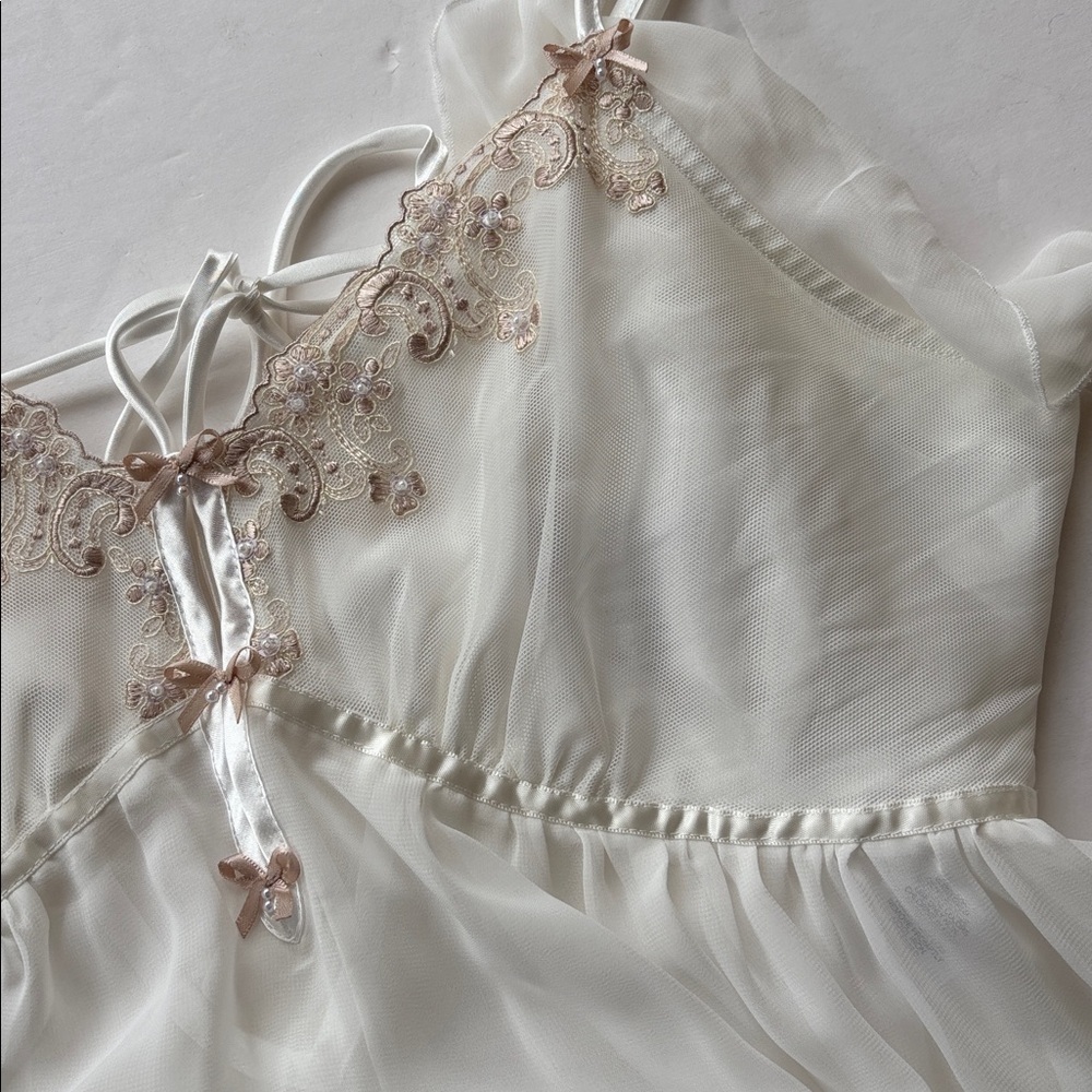 Vintage Y2K Princess Slip Dress White Renaissance Girly 90 L New Fairy Romantic - Picture 10 of 16